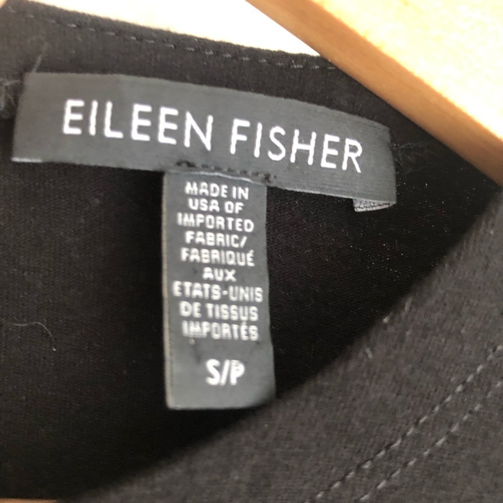 Eileen Fisher Size Small Black Long Sleeve Back Button Dress - Picture 4 of 9